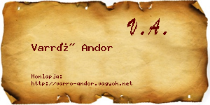 Varró Andor névjegykártya