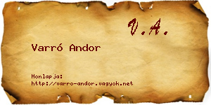 Varró Andor névjegykártya