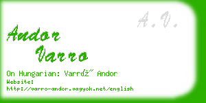 andor varro business card